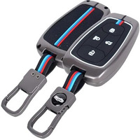 Premium Metal Key Cover Compatible With Tata Harrier | Safari | Nexon | Altroz | Tigor | Ev | Punch | Tiago Ev Electric - 4 Button Smart Key Only (Black)
