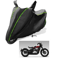 Auto Hub Waterproof Bike Body Cover Compatible With Jawa 42 Bobber, Coated, Mirror Pocket, Belt Buckle Black