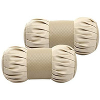 Auto Hub Car Neck Rest Pillow, Car Cushion For All Cars - Pack Of 2 (Damro-Beige), Cotton, Leatherette