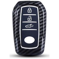 Jvcv Hard Case Key Cover Compatible With Toyota Innova Crysta Fortuner Legender Hycross Hilux Land Cruiser 3 Button Smart Key (Carbon Black)