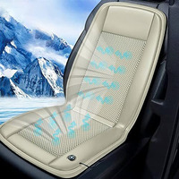 Riggear Cooling Car Seat Cushion/Ventilated Seat Cover With 10 Inbuilt Fans And 3 Speed Control (Breathable Fabric + Leatherette | Beige | For Driver Seat, Pack Of 1)