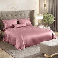 Haus & Kinder Premium Satin Royale Muted Rose Bedsheets, King Flat Bedsheet With 2 Pillow Cover Set, 300 Tc For Summers/Winter, Gift For Couples, Romantic Dates, Wedding