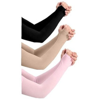 Pursue Fashion Unisex Full Arm Fingerless Sleeves Gloves For Uv, Dust, Summer, Uv Sun Protection Arm Sleeves For Men & Women, Protection Arm Sleeves (Black, Beige, Pink, 3 Pair)
