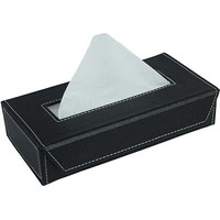 Leezel| Tissue Box Holder With 100 Pulls Cotton Rags Tissue | Handcrafted Fine Leather - Like Finish | For Gifting, Office Desks, Cars & Home Dcor | Durable & Water Resistant. (Black)
