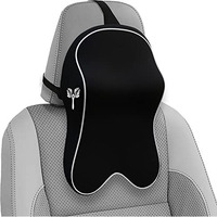 Grin Health Orthopedic Car Neck Rest Pillow Superior Neck Support Cushion Car Seat Headrest Cushion -Car Neck Pillow For Neck Pain Relief In Office, Driving - Black