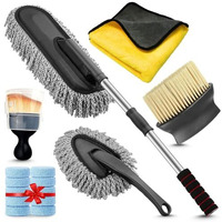 Sounce Car Cleaning 6 In 1 Kit Microfiber Duster With Long Handle Cleaning Brush Exteriror And Interiror Cleaner Cloth Ac Vent Cleaner Brush For Car, Motorbike, Suvs With Glass Cleaner Tablets