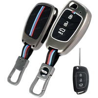 Coll Of Fest Metal Silicon Key Cover Compatible With Hyundai Creta, Venue, Tucson, Alcazar, I20, Grand I10 Nios, Aura, Xcent, Exter 3 Button Smart Flip Key Special Visible In Low-Ligh Condition