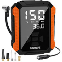 Un1Que Cordless Tyre Inflator For Car, 150Psi Car Air Pump, 2X Faster Inflation With Accurate Pressure Lcd Display, 4400Mah Portable Air Pump For Cars Motorcycles, Bikes Automotive