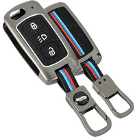 Coll Of Fest Metal Silicon Key Cover Compatible With Compatible For Tata Nexon|Altroz|Tiago|Punch|Harrier|Safari|Tigor 3 Button Smart Key Special Feature Visible In Low-Light Condition,Black