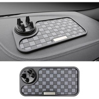 Sarte Car Dashboard Mat Anti-Slip Rubber Pad With Phone Holder Universal Non Slip Car Dashboard Sticky Adhesive Mat For Phones Sunglasses Keys(Black/Grey) Chess Design (Black/Grey)
