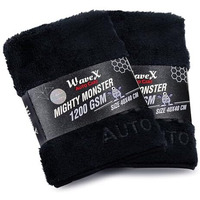Wavex Microfiber Car Cleaning Cloths, Upgraded 1200Gsm Ultra-Thick Cars Drying Towel Microfiber Cloth For Car And Home 16'' X 16" (Pack Of 2), Black