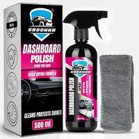 Groommm Car Dashboard Polish & Interior Cleaner Spray 500Ml With Microfiber Cloth | Multi-Purpose & Multi Surface Car Interior Polish | Ultimate Resilient Shine For Car & Bikes | Pack Of 1