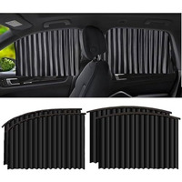 Hsr Car Accessories Universal Fit (4Pcs) Magnetic Car Side Window Curtains, Car Window Privacy Curtains Sunshade Side Magnet Pleated Curtain, Keeps Cooler Screen For Baby, Foldable, Removable