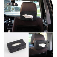 Automaze Pu Leather Car Armrest Headrest Back Seat Tissue Napkin Box Holder, Interior Car Accessories (Black, Headrest/Armrest Type)