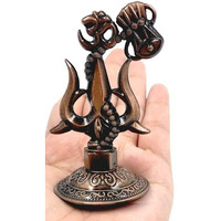 Artiskriti Shivji Trishul Damru And Aum Idol For Mandir, Shiva Idol Car Dashboard Decoration Items Statue Metal Showpiece For Pooja Room Home Decor