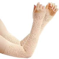 Palay Arm Sleeves For Women Girls, Floral Lace Cooling Arm Sleeve, Uv Protection Hand Cover Arm Sleeves For Daily Use, Bike, Cycle, Sport - Elastic & Breathable (1 Pair, Flesh Color)