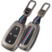 Shopoflux Metal Key Cover Compatible With Tata Nexon | Harrier | Safari | Altroz | Tigor | Ev | Punch | Tiago Ev Electric 4 Button Smart Key Only (Black)