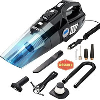 Woscherr 578D 2In1 Tyre Inflator For And Car Vacuum Cleaner, Dc12V|150 Psi Digital Air Pump For Car Tyre|120 Watt Car Vacuum Cleaner High Power 5500Pa Handheld|Led Light| Auto Shut Off| Wet/Dry Use