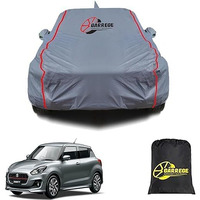 Garrege Maruti New Swift Waterproof Car Body Cover With Mirror And Anteena Packets 150 Gsm Grey Fabric With Piping Style For All Weather Protection Car Cover