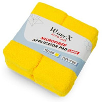Wavex Microfiber Applicator Car Polish Sponge | Microfiber Applicator Sponge For Car Polish | Great Car Polish Pad Applicator For Ceramic Coating, Waxes, Polishes, Dressers & More - (Yellow 4 Pcs)