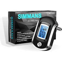 Simmans Alcohol Tester Breath Analyzer With 5 Mouthpieces Portable Alcohol Detector Breathalyzer Professional Police Alcohol Testing Machine Lcd Digital Display Breath Tester Accurate (Model S-6)