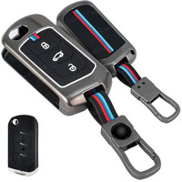Coll Of Fest Metal Silicon Key Cover Compatible With Mahindra Scorpio, Marazzo | Xuv 300, Xuv 700 | Xuv 400 Ev | Bolero | Thar | Tuv 3 Button Flip Key Feature Visibility In Low-Light Condition, Black