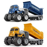 Deoxy 1:43 4Wd Diecast Alloy Dumper Transport Truck Toys With Friction Powered Miniature Car Vehicle Toy Gifts For 3+ To 8 Year Boys And Girls(2 Color Truck - Sent Any One Color - Pack Of 1)