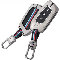 Shopoflux Metal Car Key Cover Compatible For Mg Hector | Windsor Ev 3 Button Smart Key - Black