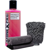 Shinexpro Foam Car Wash Shampoo With 2Pcs 400Gsm Microfiber Cloth & Wash Mitt - Thick Foam With Shine Enhancing Formula