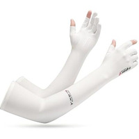 Palay Sun Protection Gloves For Women Men Non-Slip Touch Screen Arm Sleeves Breathable Silk Cooling Uv Protection Hand Sleeves Full Arm Hand Gloves For Bike Riding, Driving, Cycling - White