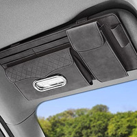 Automaze Suede Sun Visor Organizer Tissue Napkin Box Holder, With Sunglass Pocket, Card Slot, Pen Holder (Gray)