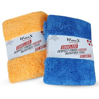 Wavex Perfect Finish Microfiber Cloth For Car 440 Gsm (40X60Cm) Super Soft, Quick Dry And High Water Absorbing, Perfect For Car, Bike And Home Cleaning (Pack Of 2, Blue & Orange)