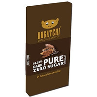 Bogatchi 99.99% Dark Handcrafted Chocolate, Sugar Free Real Cocoa Intense Dark Chocolate, Zero Sugar, 80 Gm