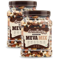 Greenfinity Meva Mix - Almonds, Cashews, Green And Black Raisins, Apricot, Black Dates | Rich In Protein Fiber | Mixed Dry Fruits For Immunity, Weight Management, Festive Gifting (500G Each-Pack Of 2)