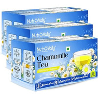 Nutrovally Chamomile Tea For Stress Relief | 100% Better Sleep & Calming Loose Leaves Chamomile Green Tea Bags Box (3 X 25 Bags)(Pack Of 3)