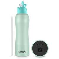 Pexpo Belly Isi Certified Stainless Steel Water Bottle With Straw Lid Sipper Cap, 750 Ml | Sea Green | Single Wall Fridge Bottle| Easy Grip | Bottles For Home, Office, Gym, School, Yoga & Trek