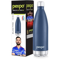 Pexpo Electro Pro 1000 Hot & Cold Isi Certified | Stainless Steel Water Bottle - 980Ml, Denim Blue | Thermoflask | Office Bottle | Workout | Travelling | Home | Rcb Edition
