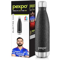 Pexpo Electro Pro Hot & Cold Isi Certified | Stainless Steel Water Bottle - 500Ml Black | Thermoflask | Office Bottle | Workout | Travelling | Home | Limited Rcb Edition