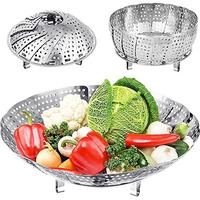 Jig-Tik Vegetable Steamer Basket, Premium Stainless Steel Veggie Steamer Basket - Folding Expandable Steamers To Fits Various Size Pot (6" To 10.5")
