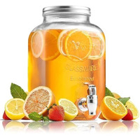 Evatta 4 Litre Glass Juice Dispenser - Water Pitcher For Detox Water - Mason Jar - Counter Table Top Infused Water & Beer Dispenser - Airtight Lid Pitcher For Home & Kitchen Glassware, Restaurant
