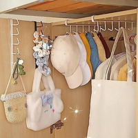 Wolpin Metal 1 Pc Multiple Hooks Hanger Dressing Table Wardrobe Clothes Storage Over The Door Organizer Rack For Hairband, Scarf, Bags, Cups Kitchen Multipurpose, White