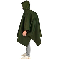 Hacer Poncho Raincoat Waterproof Rainwear Adult Lightweight Hooded Unisex Cape For Hiking Camping Emergency- Green