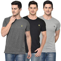 Mack Jonney Men Vimal Jonney Multicolor Cotton Blended Half Sleeve Regular Fit T-Shirts(Pack Of 3), Xl