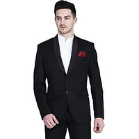 Tahvo Black Tuxedo Blazer With Hanky For Men (36, Black)