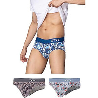Xyxx Men's Modal Printed (Pack Of 3) R63_Brief_01_2_3_Map Grey+Street Skyline Blue_M