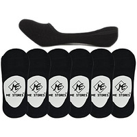 Me Stores Men's Solid Socks Loafer Socks With Silicon Anti Skit Support (Black Colour) (Pack Of 6)