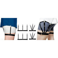 2 Pcs Shirt Tucker Belt Combo Joint & Separate Garter Adjustable Elastic Nylon Belt With Locking Non-Slip Clips Formal Shirt Holder Suspenders Stays Leg Thigh Stirrup Crease-Resistance