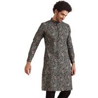 Kisah Men's Black Indian Ethnic Wear Kurta For Wedding & Festivals