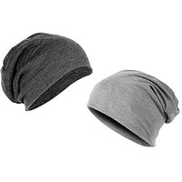Gajraj Unisex Cotton Beanie Cap (Ca-Lca_Grey And Charcoal Grey) (Pack Of 2)