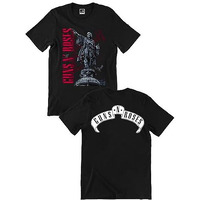 Indissh Unisex's Regular Fit T-Shirt (Guns&Rose-Half-(Grho5)-Black-M